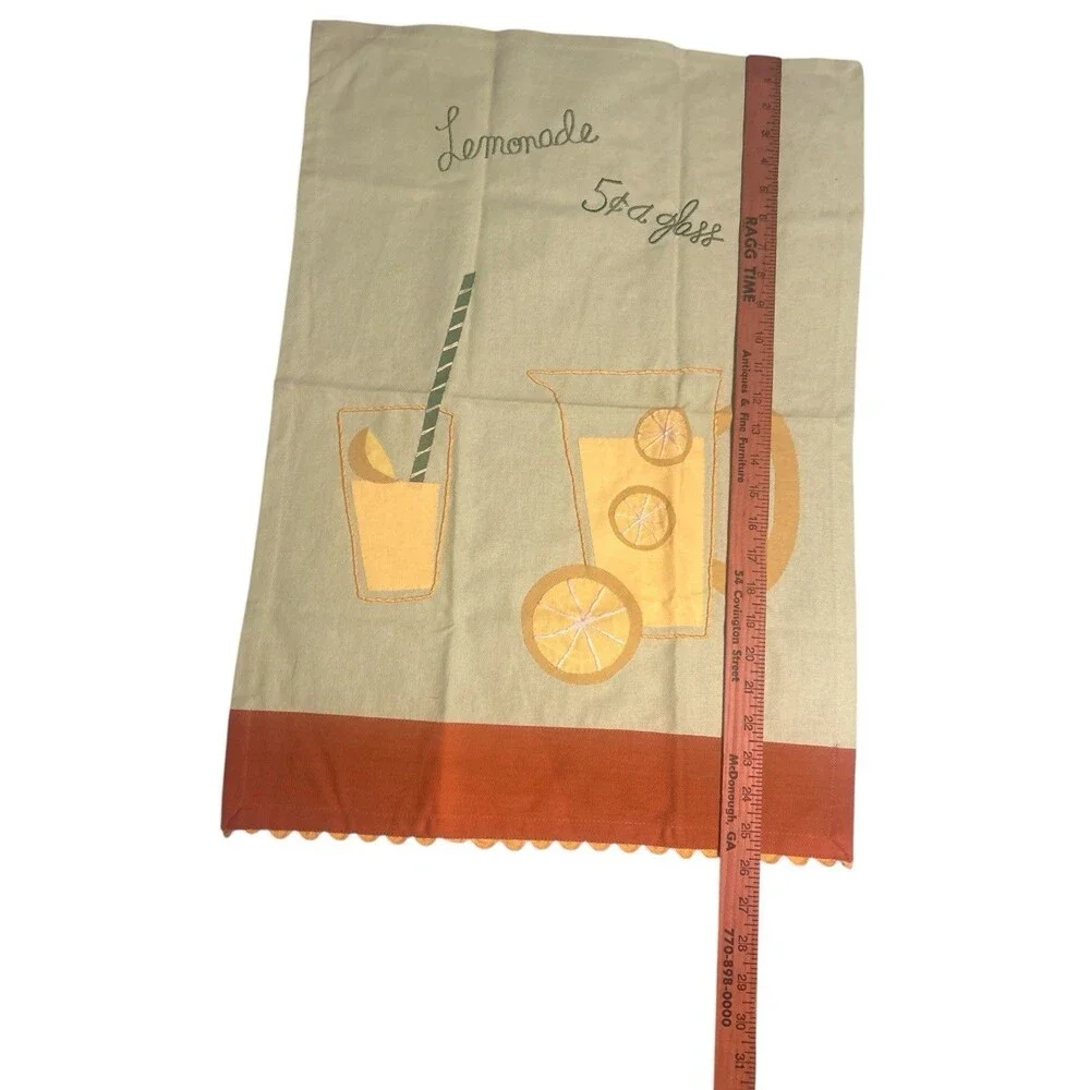 Kitchen Dish Towels Set Of 2 Lemonade 5c A Glass By tag 100% Cotton Summer Lemon